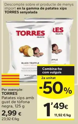 Caprabo Torres patates xips amb gust de tòfona negra oferta