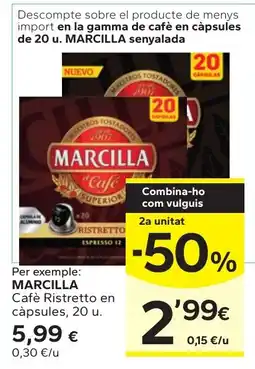 Caprabo Marcilla café ristretto en cápsules oferta