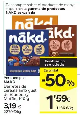 Caprabo NAKD Barretes de cereals amb gust de Blueberry Muffin oferta