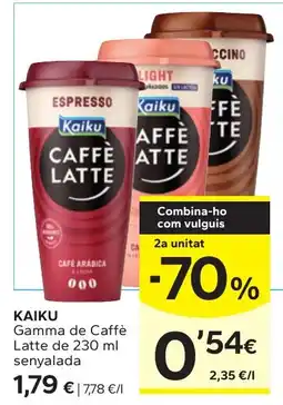 Caprabo Kaiku gamma de caffè latte oferta
