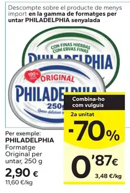 Caprabo Philadelphia formatge original per untar oferta