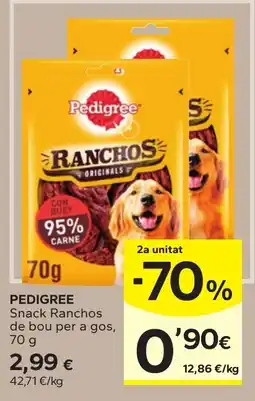 Caprabo Pedigree snack ranchos de bou per a gos oferta
