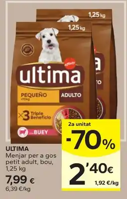 Caprabo ultima menjar per a gos petit adult, bou oferta