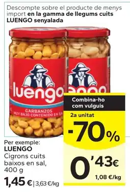 Caprabo Luengo cigrons cuits baixos en sal oferta