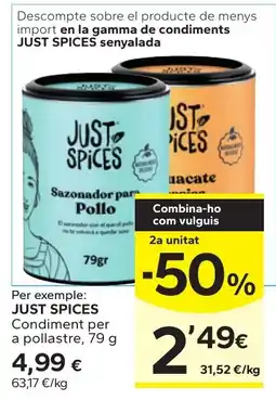 Caprabo Just Spices condiment per a pollastre oferta