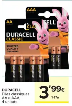 Caprabo Duracell piles classiques AA o AAA oferta