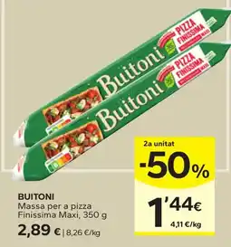 Caprabo Buitoni massa per a pizza finissima maxi oferta