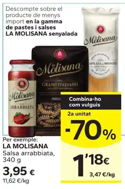 Caprabo La Molisana salsa arrabbiata oferta