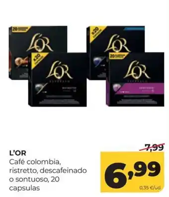 L'OR Café colombia, ristretto, descafeinado o sontuoso
