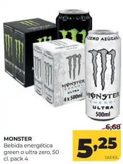 Alimerka Monster bebida energética green o ultra zero oferta