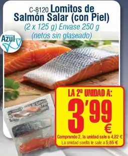 Abordo Pescado Azul Lomitos de Salmón Salar (con Piel) oferta