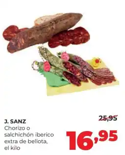 Alimerka J. SANZ chorizo o salchichón ibérico extra de bellota oferta