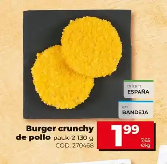 Dia Burger crunchy de pollo pack-2 130g oferta