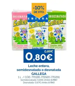 Dialsur Cash & Carry Gallega leche entera semidesnatada o desnatada oferta