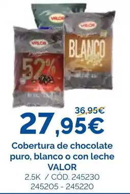 Dialsur Cash & Carry Valor cobertura de chocolate puro, blanco o con leche oferta