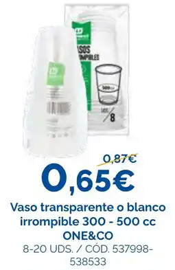 Dialsur Cash & Carry One&co vaso transparente o blanco oferta