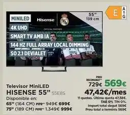 El Corte Inglés Hisense - televisor miniled 55 55e8s oferta