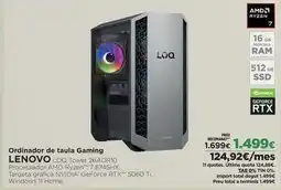 El Corte Inglés Lenovo - ordinador de taula gaming oferta