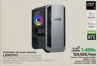 El Corte Inglés Lenovo - ordinador de taula gaming oferta