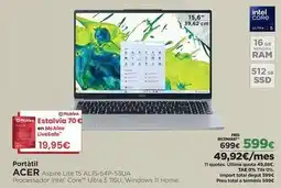 El Corte Inglés Acer - portatil aspire lite 15 ail-srap-s3ua oferta