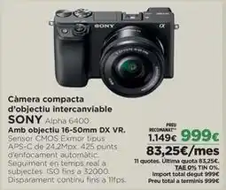 El Corte Inglés Sony - càmera compacta d'obièctiu intercanviable oferta