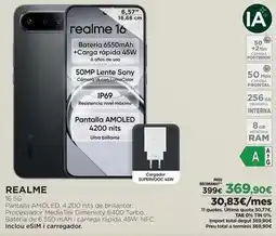El Corte Inglés Realme - pantalla amoled 4,20 nits de brillantor oferta