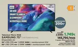 El Corte Inglés Samsung - televisor micro rgb 75 tr5r85hauxxc oferta