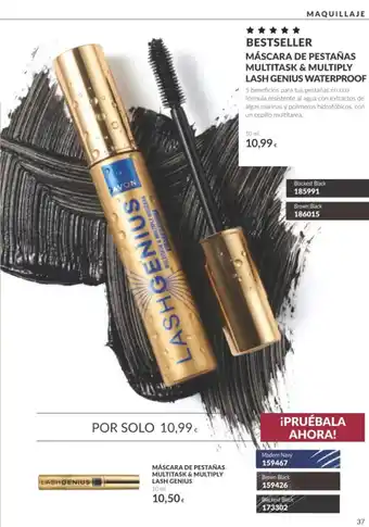 Avon máscara de pestañas multitask & multiply lash genius waterproof