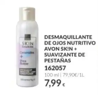 Avon Skin + Desmaquillante de Ojos Nutritivo Suavizante de Pestañas