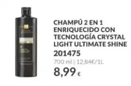 AVON Champú 2 en 1 enriquecido con tecnología crystal light ultimate shine oferta