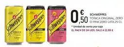Comerco Cash & Carry Schweppes tónica original, zero o pink zero oferta