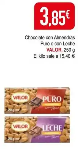 Masymas Valor chocolate con almendras puro o con leche oferta