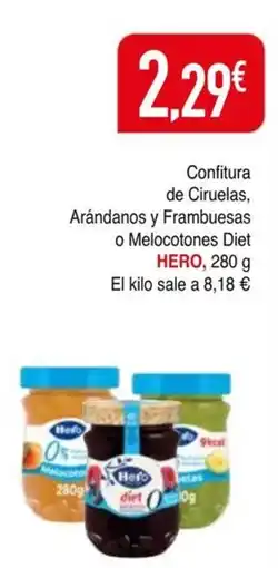 Masymas Hero confitura de ciruelas arándanos y frambuesas o melocotones diet oferta
