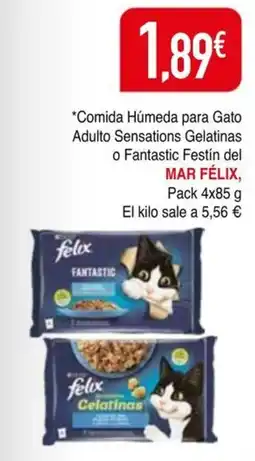 Masymas felix comida húmeda para gato adulto sensations gelatinas o fantastic festín del mar félíx oferta