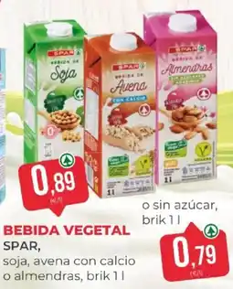 SPAR spar bebida vegetal soja avena con calcio o almendras oferta