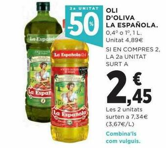 Hipercor 2a Unitat -50% Oli D'oliva La Española oferta