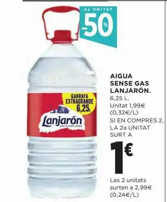 Hipercor 2a Unitat -50% Aigua Sense Gas Lanjarón oferta