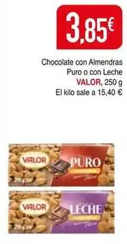 Masymas Valor - chocolate con almendras puro o con leche oferta