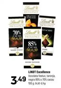 Coviran Lindt - excellence xocolata festuc, taronja, negra 85% o 70% cacau oferta