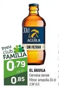 Coviran El águila - cervesa sense filtrar ampolla oferta