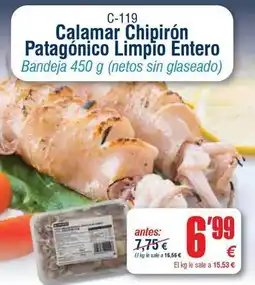 Abordo Calamar chipiron patagonico limpio entero oferta