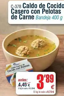 Abordo El corte inglés - caldo de cocido casero con pelotas de carne oferta