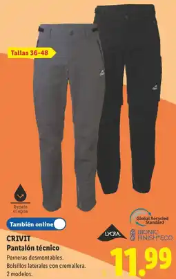Lidl Crivit pantalón técnico oferta