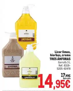 Makro Tres ánforas licor limon, hierbas, crema oferta