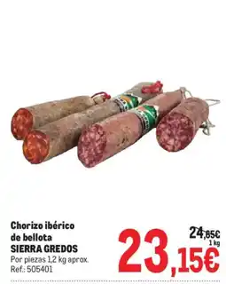Makro Sierra Gredos chorizo ibérico de bellota oferta