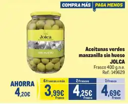 Makro Jolca aceitunas verdes manzanilla sin hueso oferta