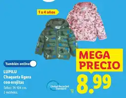 Lidl Lupilu chaqueta ligera con orejitas oferta