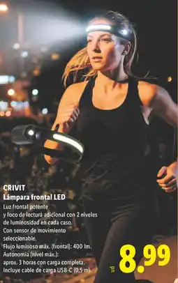 Lidl Crivit lampara frontal led oferta