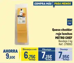 Makro Metro Chef queso cheddar rojo lonchas oferta