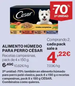 Hipercor Cesar alimento húmedo para perro oferta